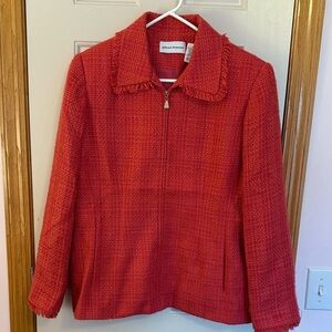 Alfred Dunner Textured Rosy Pink Zippered Blazer